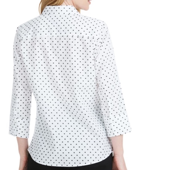 Wrinkle Free Fitted Button Up polka dot blouse - Picture 2 of 7